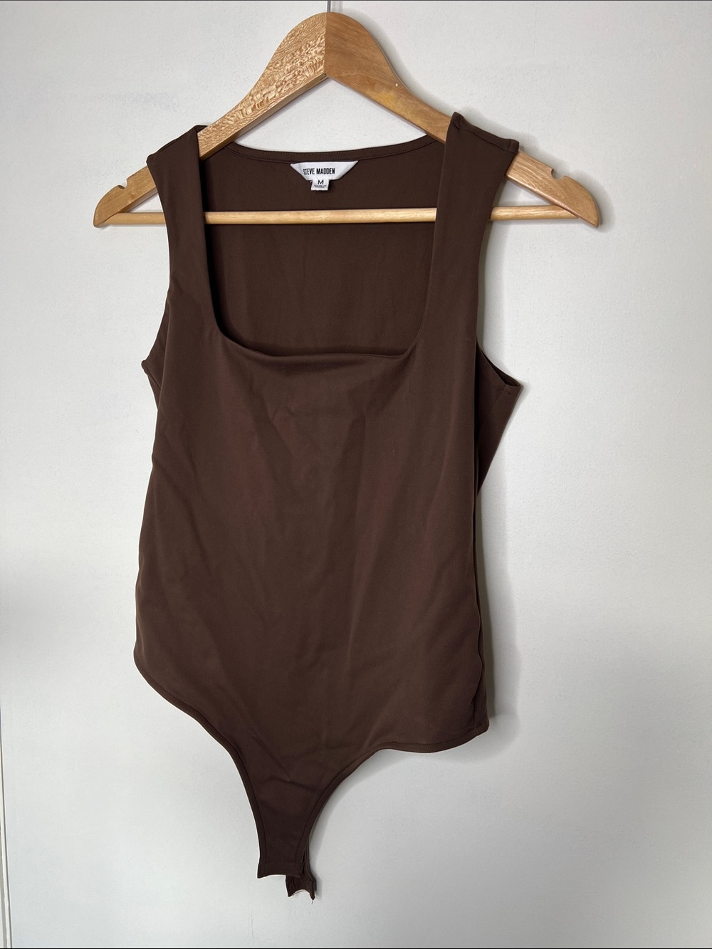 Steve Madden Chocolate Brown Square Neck Bodysuit